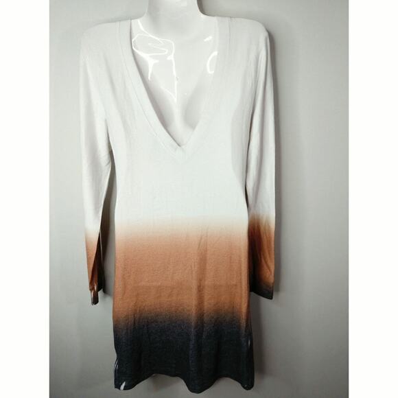 Go Couture White Rust & Gray Dip Dye Ombre V-Back Mini Shift Dress Size M - Picture 5 of 10